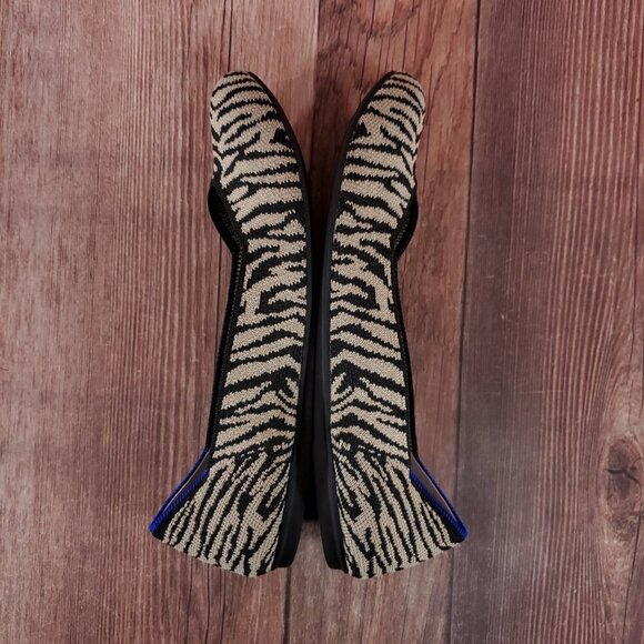 Rothys Womens Size 7.5 The Flat Zebra Animal Print Ballet Shoes Retired - Picture 8 of 13